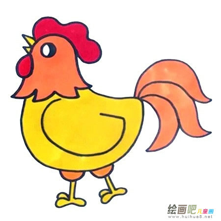 六步画出公鸡简笔画彩色图片