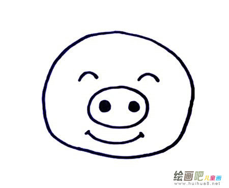 七步画出小猪简笔画彩色图片