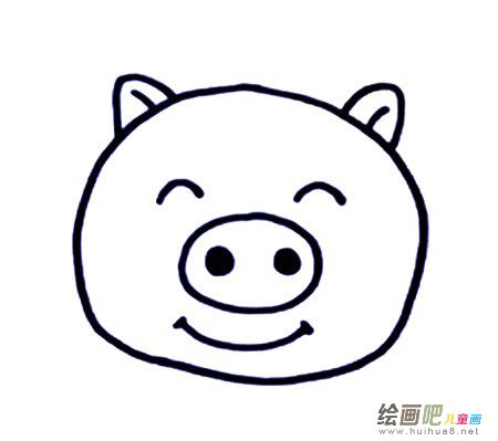七步画出小猪简笔画彩色图片