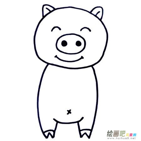 七步画出小猪简笔画彩色图片
