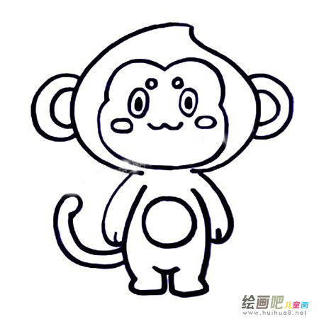 六步画出猴子简笔画彩色图片