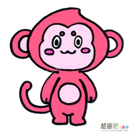 六步画出猴子简笔画彩色图片