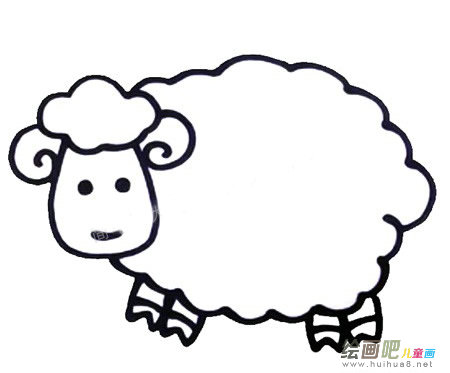 六步画出小羊简笔画彩色图片