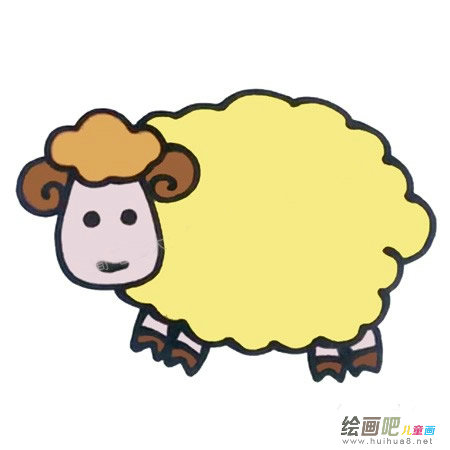 六步画出小羊简笔画彩色图片