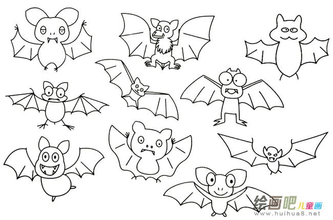 蝙蝠简笔画大全