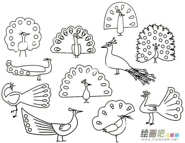 孔雀简笔画大全