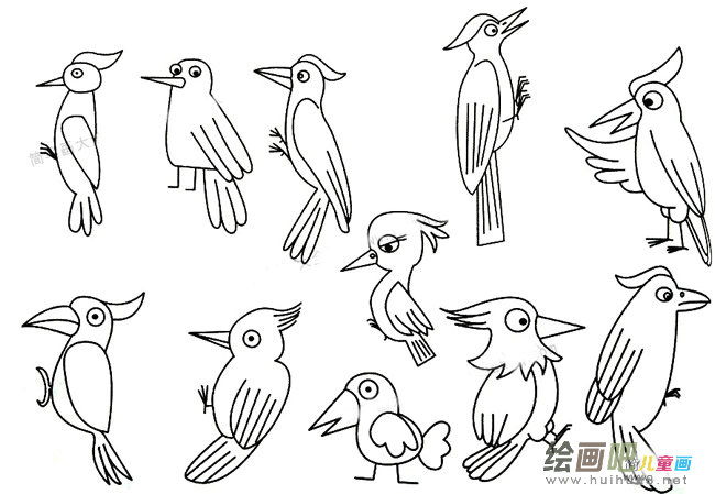 啄木鸟简笔画大全