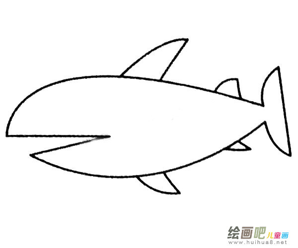 鲨鱼简笔画的画法步骤教程
