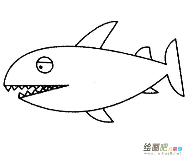 鲨鱼简笔画的画法步骤教程