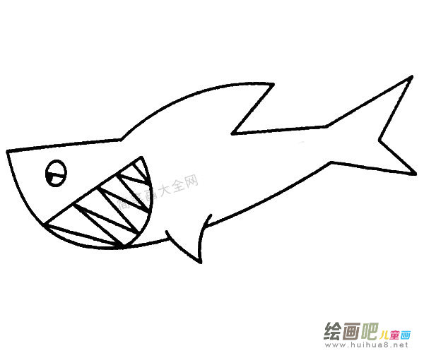 鲨鱼简笔画的画法步骤教程