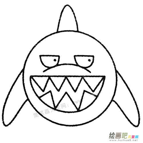 鲨鱼简笔画的画法步骤教程