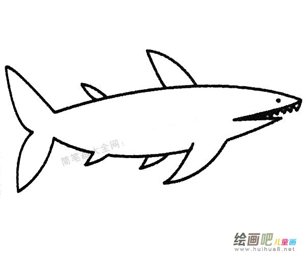 鲨鱼简笔画的画法步骤教程