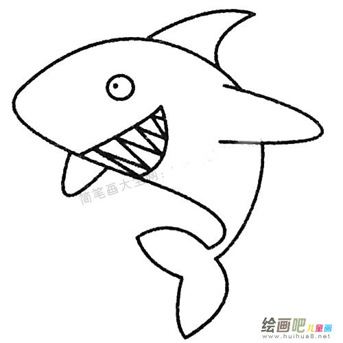 鲨鱼简笔画的画法步骤教程