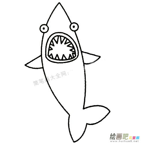 鲨鱼简笔画的画法步骤教程