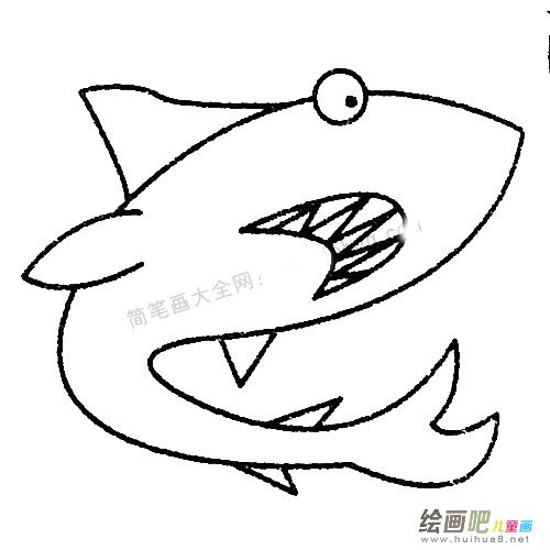 鲨鱼简笔画的画法步骤教程