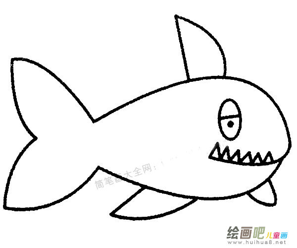 鲨鱼简笔画的画法步骤教程