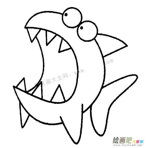 鲨鱼简笔画的画法步骤教程