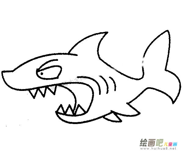 鲨鱼简笔画的画法步骤教程