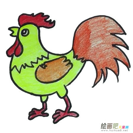 大公鸡简笔画彩色图片