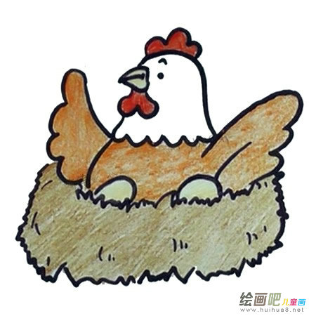 母鸡下蛋简笔画彩色图片