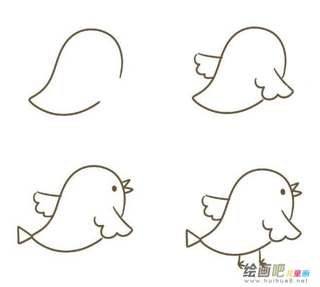 小鸟简笔画的画法步骤教程