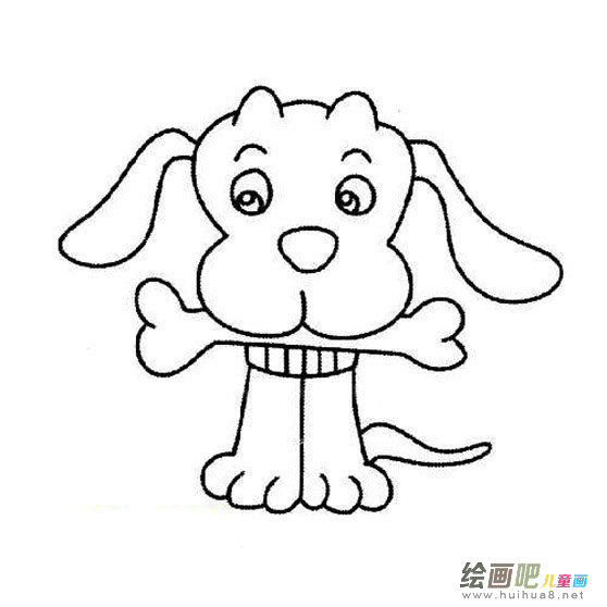 含骨头的狗卡通简笔画