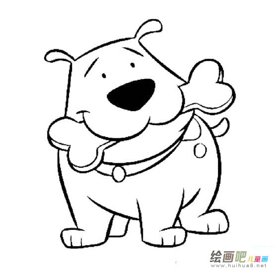 含骨头的狗卡通简笔画