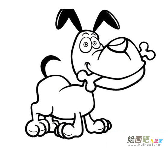 含骨头的狗卡通简笔画