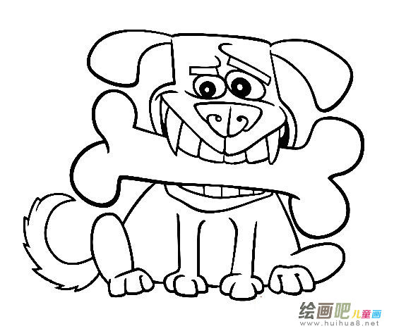 含骨头的狗卡通简笔画