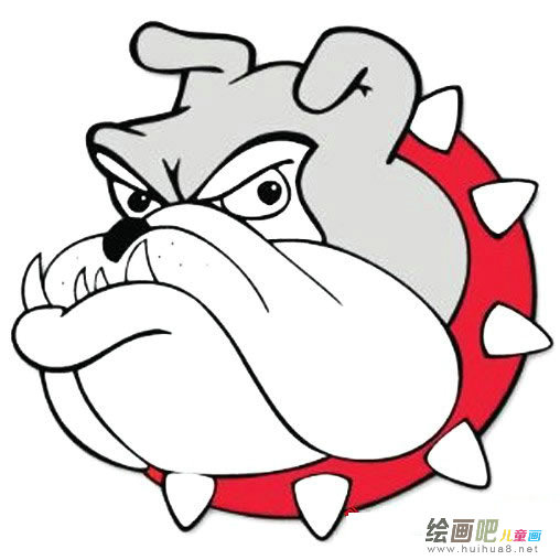 卡通恶霸犬头像简笔画彩色图片