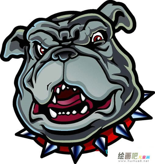 卡通恶霸犬头像简笔画彩色图片
