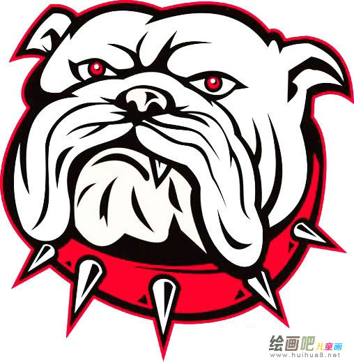 卡通恶霸犬头像简笔画彩色图片