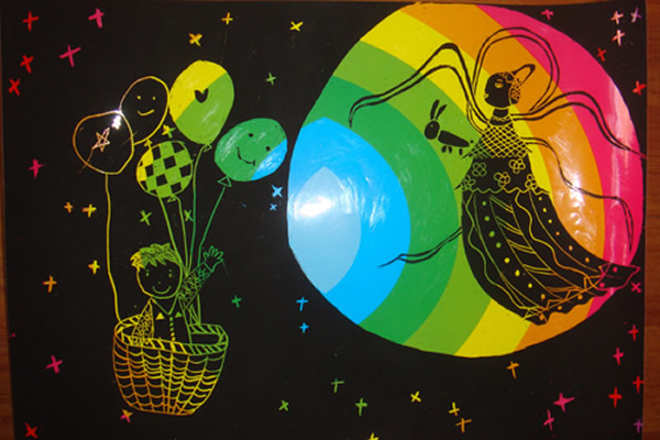 中秋节儿童画 小学生中秋节赏月儿童画作品欣赏