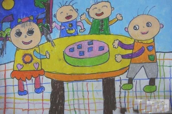 中秋博饼儿童画 幼儿园中秋节主题儿童画绘画作品欣赏