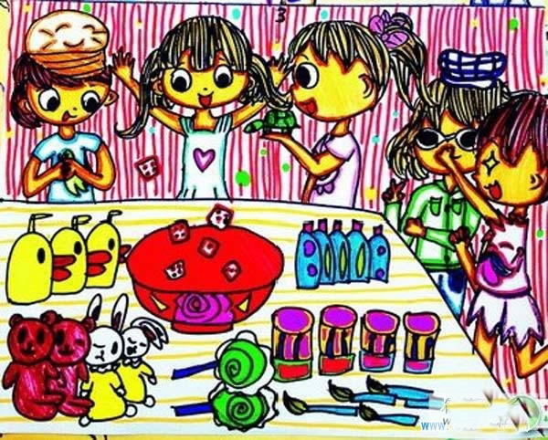 中秋节博饼儿童图画作品图片