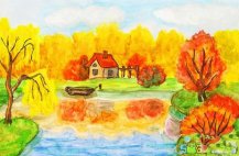 秋天的风景儿童画图片