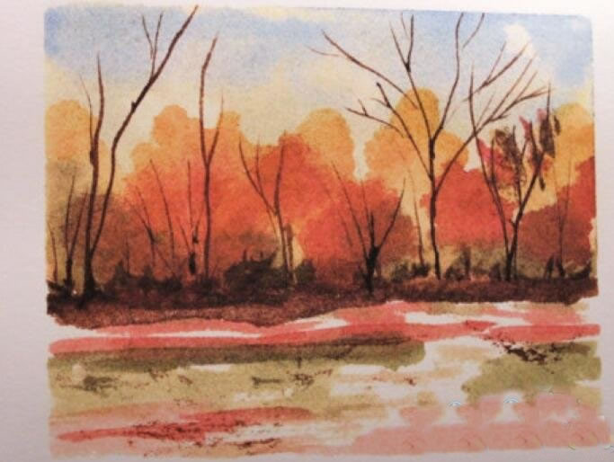 儿童画秋天的图画 秋天的树林图片卡通