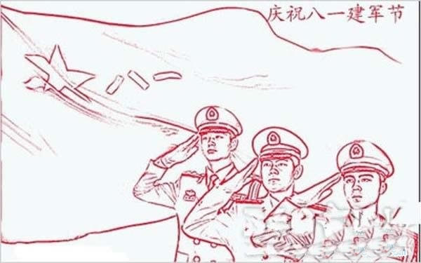 八一建军节儿童绘画/铅笔画图片