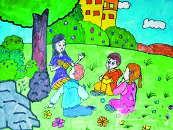 儿童画我的老师图片 教师节儿童画