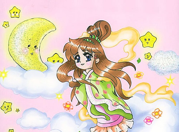 儿童画嫦娥奔月的图片 中秋节儿童画