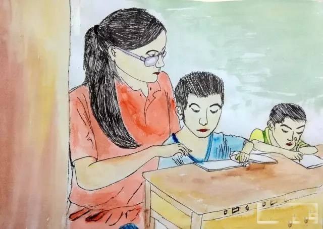 关于教师节的儿童画 我的耐心老师