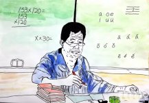 老师批改作业儿童画