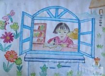 老师批改作业儿童画