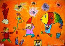 漂亮的儿童画过新年画画作品