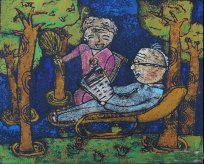 爷爷奶奶的画的图片