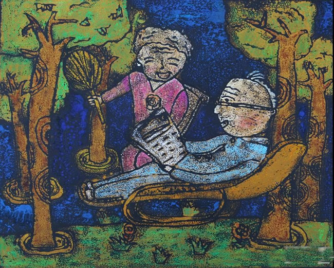 九九重阳节儿童画 爷爷奶奶的画的图片