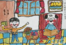 关爱老人重阳节主题儿童画