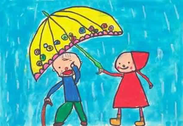 重阳节优秀儿童画作品之关爱老人