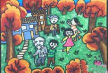 九九重阳节儿童画绘画作品