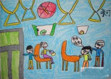 儿童画重阳节的图画之文明让座